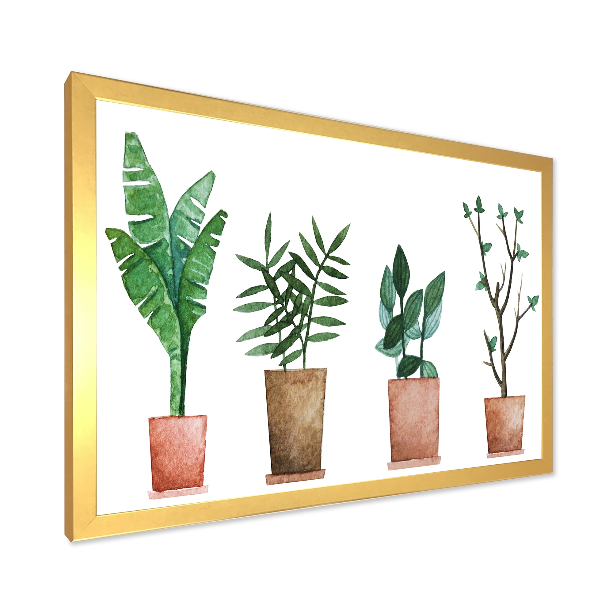 Designart 'Duo of Potted Flowers House Plants In Claypots' Farmhouse Framed Art Print