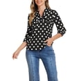thumbnail image 2 of Blusa de cuello con lazo y puños elásticos impresa para mujer INSPIRE CHIC XL negra, 2 of 5