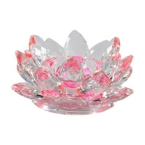 Crystal Lotus Flower Tealight Candle Holders/Glass Tea Light Candlestick Decor Decoration for Christmas Home Wedding Party (Pink)