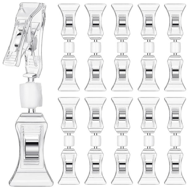 50 Uds. Clips de señal de doble cara Mini Clip giratorio transparente para mercancía en soporte de señal Clip de etiqueta de plástico