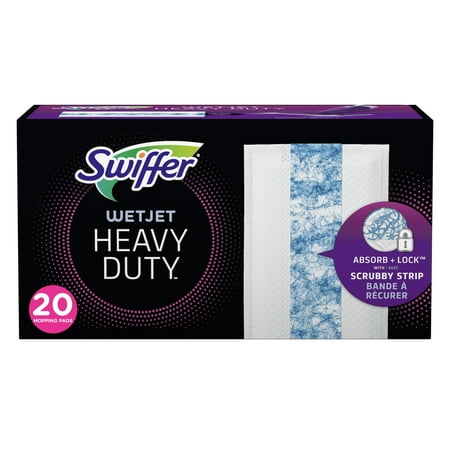 Swiffer WetJet Spray Mop Heavy Duty Mop Refills for Floor Mopping and Cleaning, All Purpose Multi-Surface Floor Cleaning Pads, 20 Count