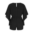 thumbnail image 4 of ABATAB Rompers for Women Summer V Neck Front Drawstring Jumpsuits Pure Color Baggy Wide Leg Flowy Trendy Rompers, 4 of 6