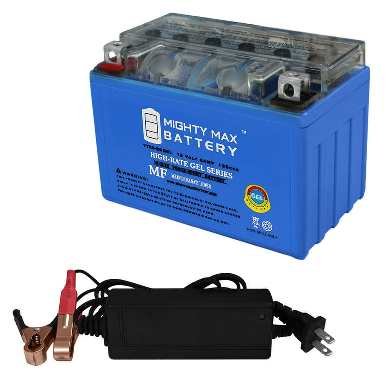 YTX9-BS GEL Replaces STX9-BS, UTX9, PTR9-BS + 12V 2Amp Charger