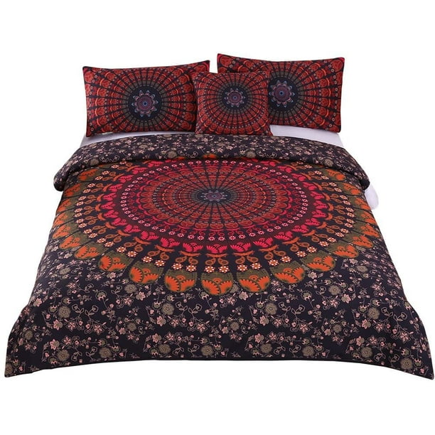 4 Pcs Mandala Hippie Concealed Bedspread Bohemian Bedding Duvet Cover Set King Size Com 4 Pcs Mandala Hippie Concealed, Mandala Bedding King Size