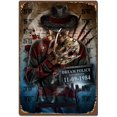 thumbnail image 3 of Letrero de metal retro de Halloween con temática de película de terror, pintura de hierro desgastada, letreros de hojalata, arte de pared, cueva de hombre, cine, club, decoración del hogar, 3 of 5