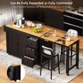 thumbnail image 3 of 75" Kitchen Island with Extendable Dining Table, Rolling Kitchen Storage Cart with Charging Station, Storage Cabinet, 3 Drawers and Spice Rack for Kitchen, Black, 3 of 8