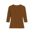 thumbnail image 2 of Women Seamless ThreeQuater Sleeve Round Neck Cable Design Material Blouse Top Stretch Tee Shirts, 2 of 4