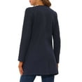 thumbnail image 3 of INSPIRE CHIC Women's Half Lapel Long Sleeves One Button Winter Mid-Length Overcoat S Navy Blue, 3 of 5
