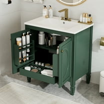 30" Bathroom Vanity with Sink, Two Doors with Shelf, Soft Close Door Hinges, Vintage Style, Green