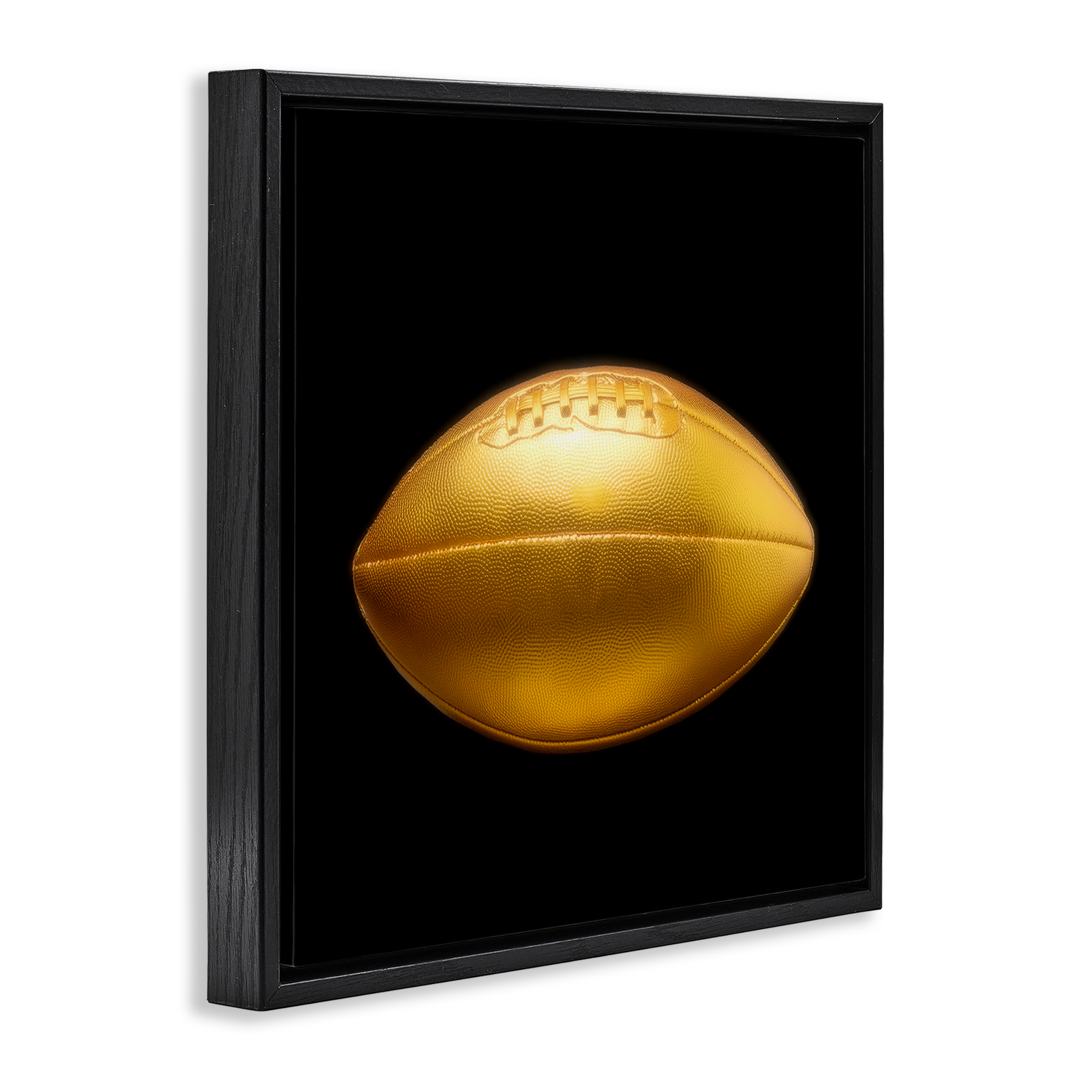 Stupell Industries Gold Designer Football Sports Painting Black Floater Framed Canvas Art Print Wall Art, 18 x 18