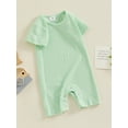 thumbnail image 2 of Bagilaanoe Newborn Baby Girl Boys Summer Jumpsuit Shorts Plaid Short Sleeve Bodysuit 3M 6M 12M 18M Infant Casual One Piece Romper, 2 of 8