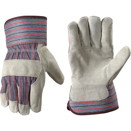 Expert Gardener Mens Palm Leather Gardening Gloves, Size L