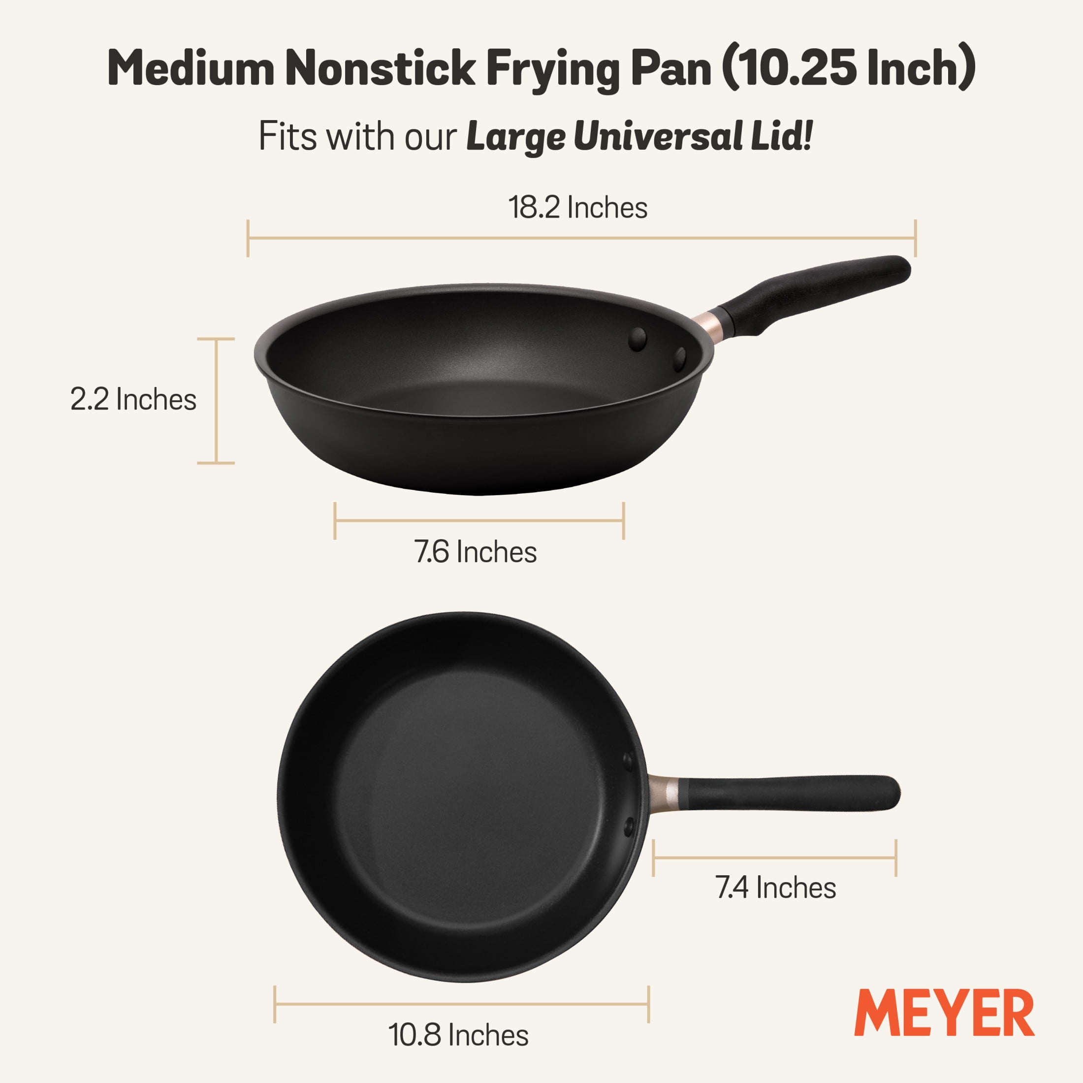 10 Meyer Bella Cuisine Deep Skillet Fry Pan Stainless Steel Raised Bottom