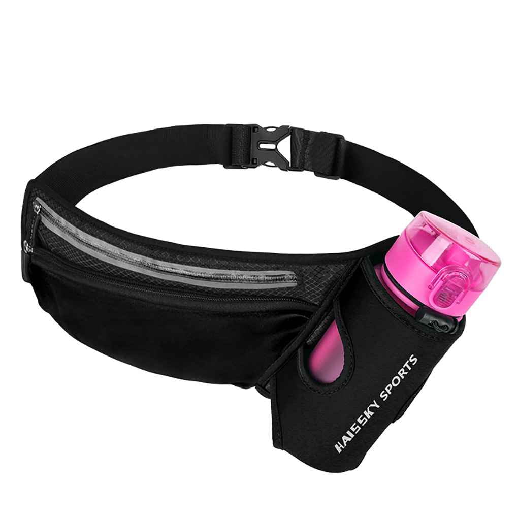 Running Belt Waist Bag Fanny Pack Women Men Water Bottle Holder Elastic Reflective Lightweight