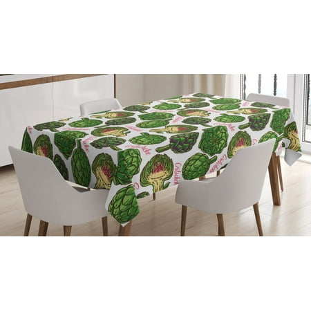 

Artichoke Tablecloth Hand Drawn Super Food with Vibrant Colors Cooking Inspired Art Rectangular Table Cover for Dining Room Kitchen 60 X 90 Inches Hunter Green and Fern Green by Ambesonne