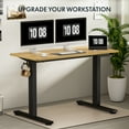 thumbnail image 3 of FLEXISPOT 60"x24" Home Office Height Adjustable Standing Desk with Hooks, Ergonomic Electric 2-Stage Stand Up Computer Desk, Black and Maple, 3 of 8