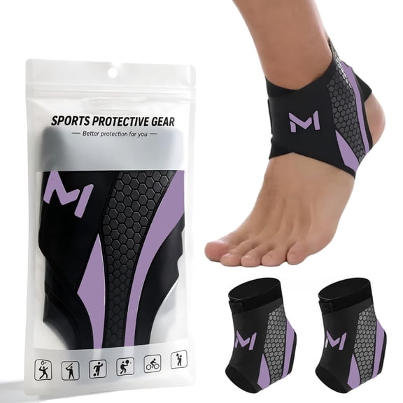 2-Pack XHOUYT Ankle Brace for Men & Women, Adjustable Lace Up Ankles Sock,Basketball Ankle Stabilizer/Ankle Brace