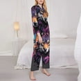 thumbnail image 3 of Picia Colorful Wolf Head A Pattern Women’s Long-Sleeve Sleepwear Set - Soft 2-Piece Loungewear with Pockets, Comfy PJs for Relaxing Nights-Small, 3 of 7