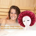 thumbnail image 3 of Bonnet en Satin Uni pour Femmes Bandeau de Nuit Bonnets de Coiffure (Rouge Vin), 3 of 7