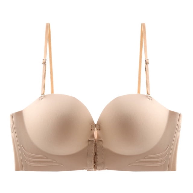 Ropa interior con botones delanteros para mujer, pecho pequeño, push-up, colección de pechos grandes, sujetador antiflacidez sin costuras, otoño e invierno, engrosado