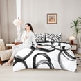thumbnail image 3 of Erosebridal Geometric Circle Pattern 7-Piece Twin Bedding Sets,Modern Stripe Neutral Art Bedding Comforter Set,White And Black,Reversible, 3 of 7