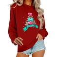 thumbnail image 2 of Women's Christmas Tree Design Sweatshirt Round Neck Hoodless Loose Casual Comfortable Apparel for Winter, 2 of 6