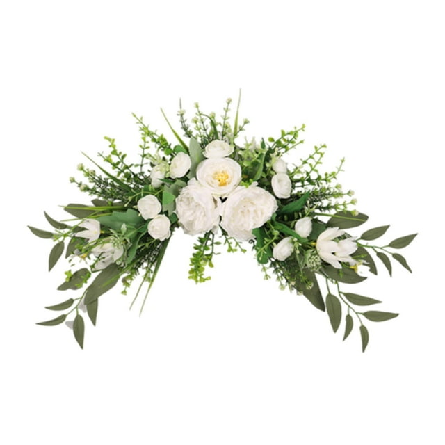 Adorno de flores para arco de boda, suministros para fiestas, guirnalda decorativa para jardín Blanco