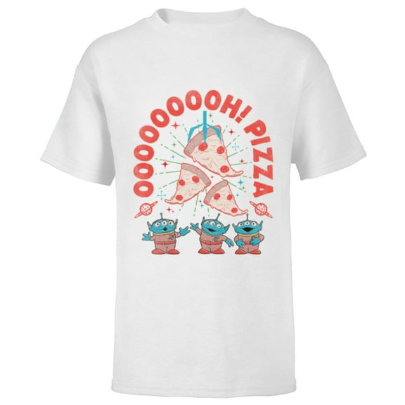 Disney and Pixar’s Toy Story Aliens Oooooh! Pizza Distressed - Short Sleeve T-Shirt for Kids - Customized-White