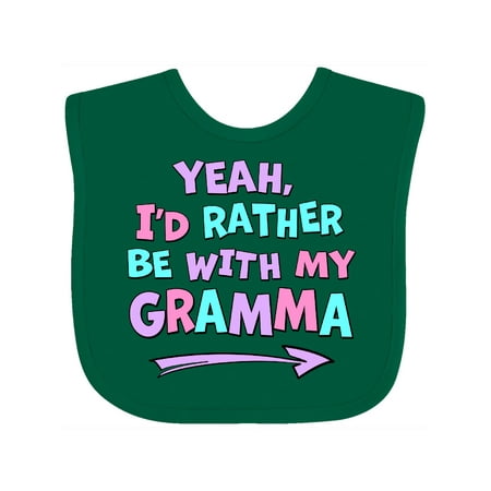 

Inktastic Yeah I d Rather be with My Gramma in Pink Blue and Purple Gift Baby Boy or Baby Girl Bib