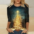 thumbnail image 2 of Women's Christmas Sweatshirts 3/4 Sleeve Shirts Christmas Snowflakes Print Pullover Sweater Blouses Thermal Lounge Warm Tops Spring Outfits 2025 Pullover Fall Winter Christmas Clothes, 2 of 5