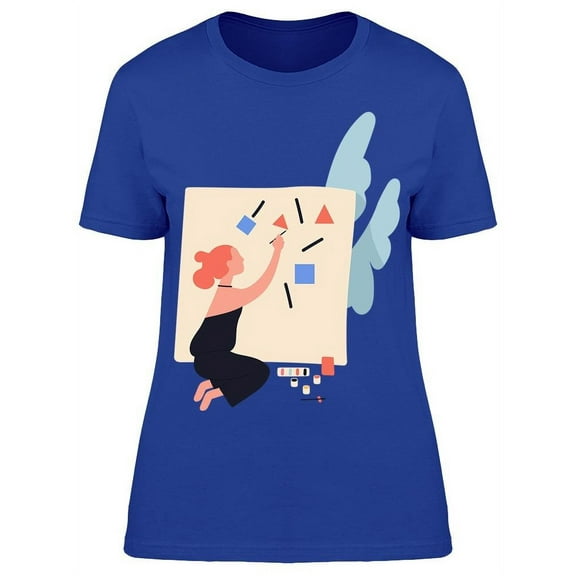 Cute Woman Painting T-Shirt Women -Image by Shutterstock, Female 3X-Large