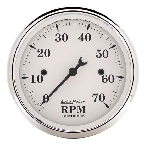 Autometer 1695 Old-Tyme White Tachometer, 3-1/8", 7K Rpm, In-Dash