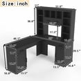 thumbnail image 2 of L-Shaped Computer Desk with 2 Cabinets and 2 Drawers, 11 Open Shelves and 1 Right Flip Shelf with Storage, with Power Outlet, for Study, Living Room and Office, 2 of 5