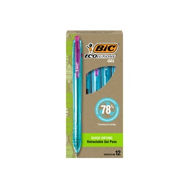 BIC ECOlutions - Rollerball pen - for canvas - red, light blue, pink, purple - gel ink - 1 mm - medium - retractable (pack of 4)