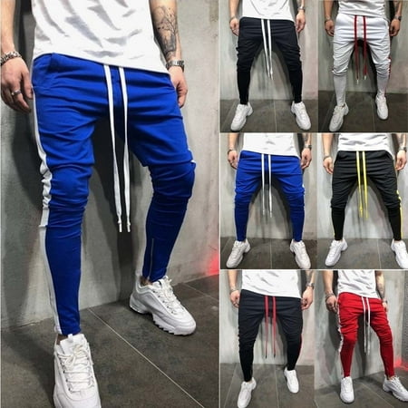 2019 New Fashion Men Hip Hop Trousers Slacks Men Striped Ankle Zipper Jogger Pants Sports