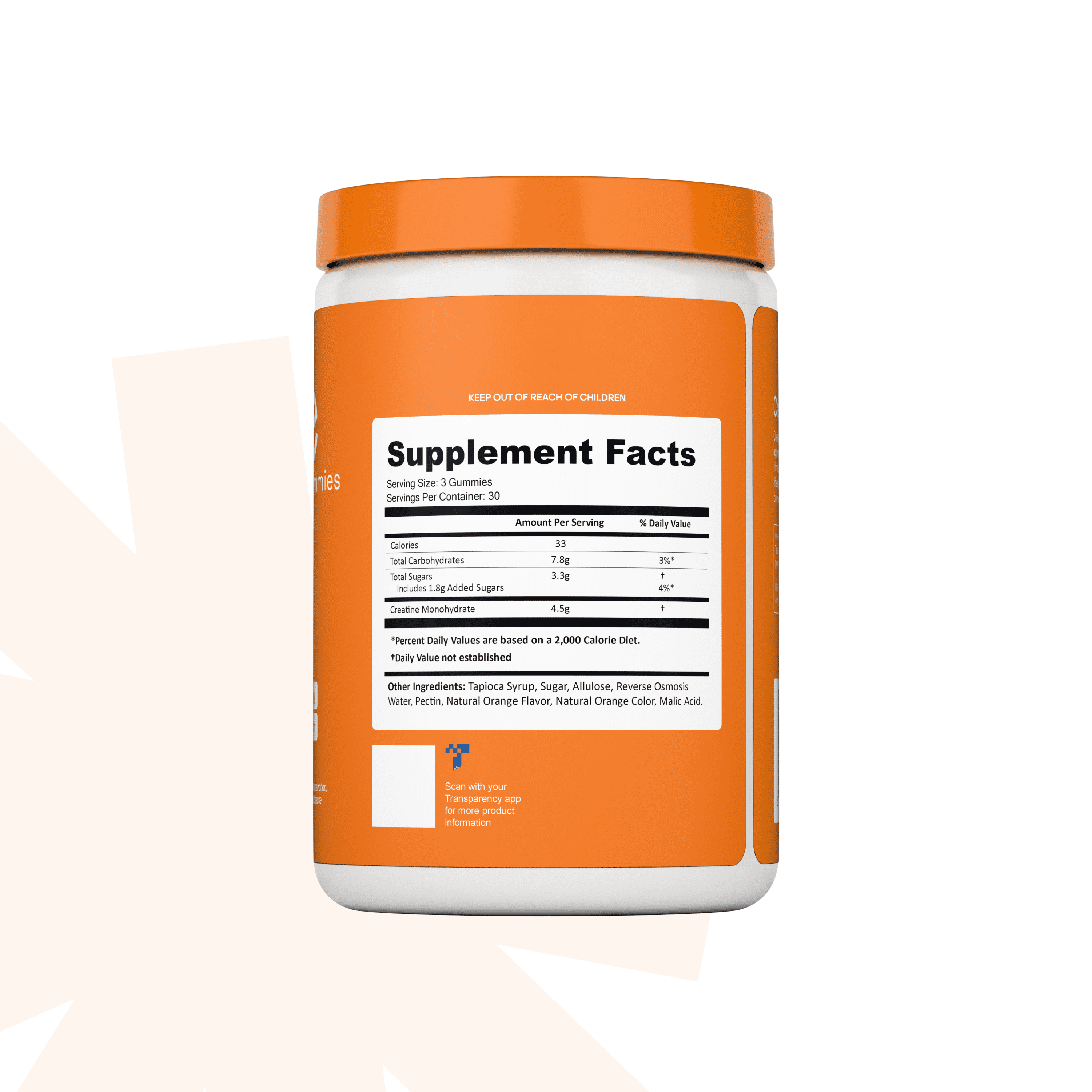 Create Creatine Gummies – 1.5g Creatine Monohydrate Per Gummy, Boost Strength & Focus, Orange, 90 Ct