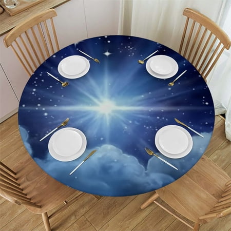 HAOXIT Waterproof Polyester Table Cloth Round Table Cover for Kitchen Restaurant Parties Banquet Home Decoration 31-35