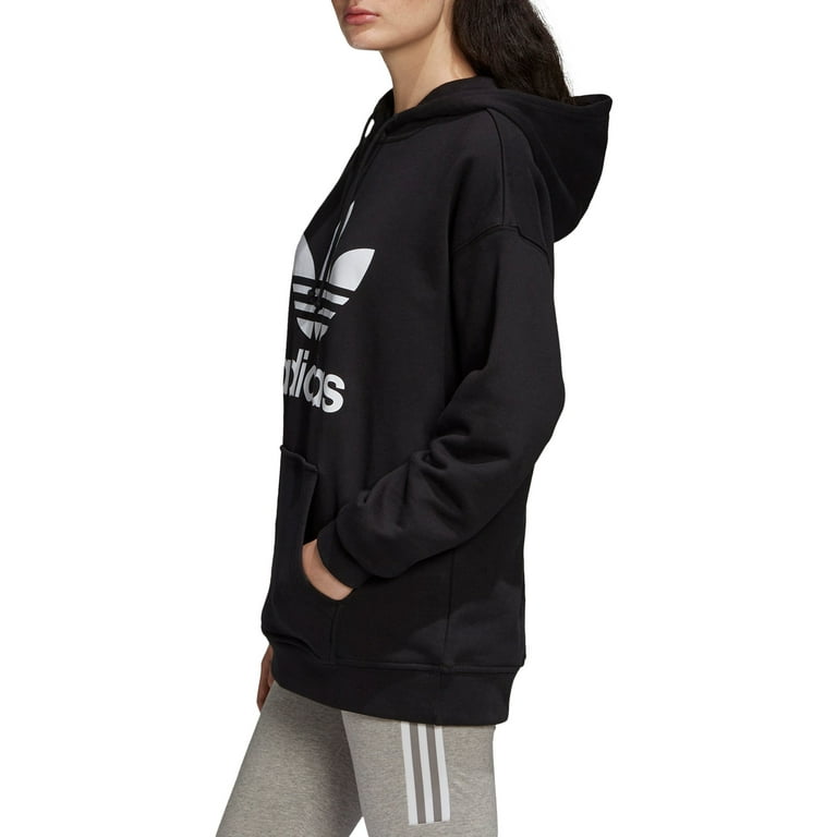 adidas Originals Women s Adicolor Cotton Trefoil Hoodie Black Size S