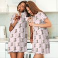 thumbnail image 4 of Fotbe Heart Cat Bata de Dormir para Mujer con Estampado, Camisón de Algodón de Manga Corta, Ropa de Dormir Casual, 4 of 6