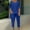 Blue, variant on Viadha Womens Summer Pajamas Sets Women's Solid Color Round Neck Short Sleeve Tops and Pants Sets with Pockets