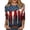 Black, variant on Women's 250th Anniversary USA Shirt Patriotic American Flag Print Crew Neck 3/4 Sleeve T-Shirt