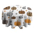 thumbnail image 4 of Fall Pumpkins Stars Pattern Round Tablecloth 60" X 60",Wrinkle Wipeable Table Cloth for Kitchen Dining Room Picnic Patio Party, 4 of 6