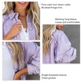 thumbnail image 4 of Chaqueta Vaquera Para Mujer, Poliéster Cepillado Con Flecos, Cuello Vuelto, Manga Larga, Chaqueta Femenina Para Ir De Compras Para Viajar ANGGREK Naranja M, 4 of 5