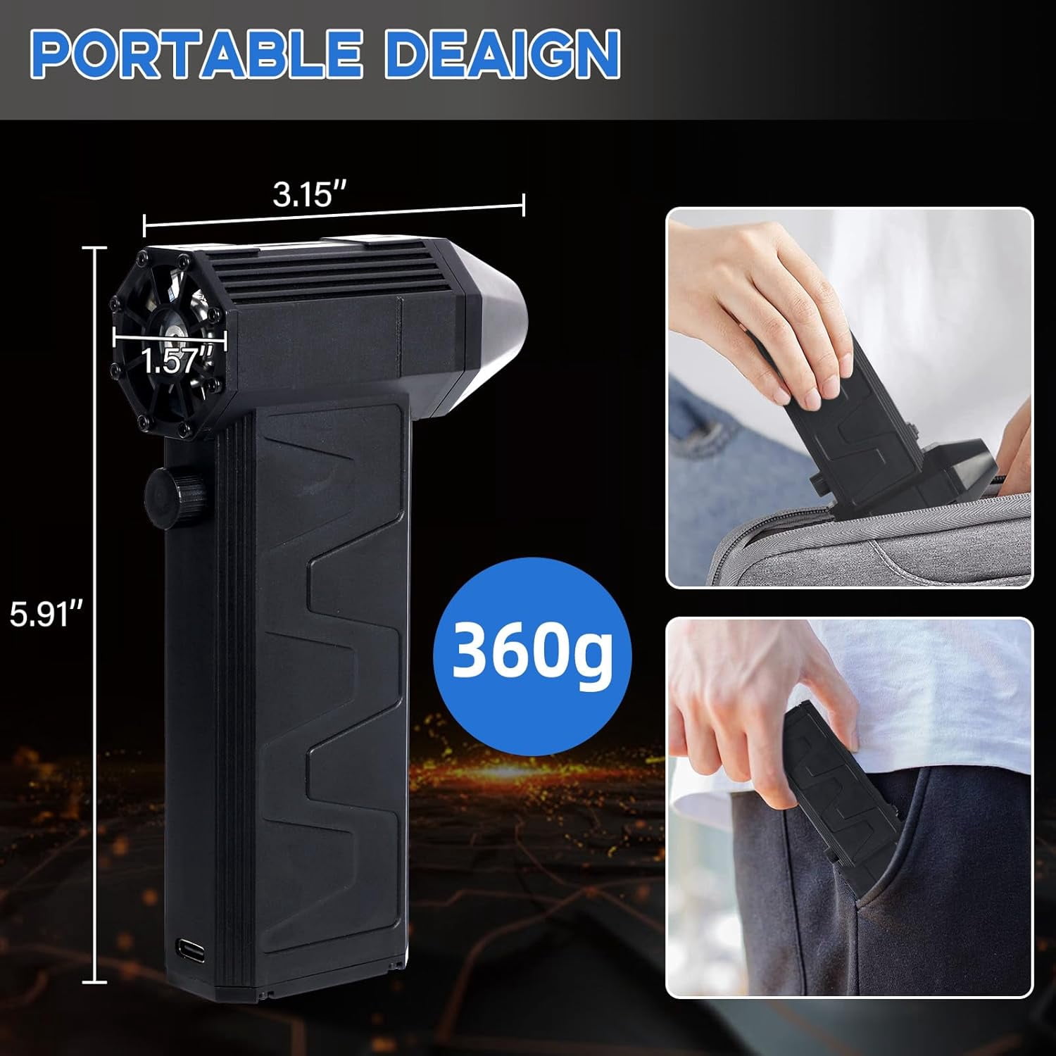 COZONY Rechargeable Cordless Electric Air Duster, 130,000 RPM Mini Air Blower, Adjustable Power, Ideal for Computer Keyboard Cleaning