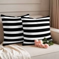 thumbnail image 2 of Black Striped Outdoor Waterproof Pillow Covers, Modern Simple Monochrome Geometric White Decorative Square Throw Pillowcase Sofa Cushion Sham for Patio/Couch/Chair, 24"x24" 2 Pack, 2 of 8
