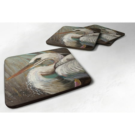 

Carolines Treasures JMK1212FC White Egret Foam Coaster Set of 4 3 1/2 x 3 1/2 multicolor