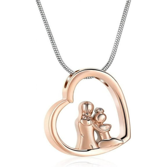 Heart Urn Necklace for Ashes Stainless Steel Cremation Jewelry Memorial Ash Holder Pendant for Father/Mother/Mom/Dad/Lovers/Couple