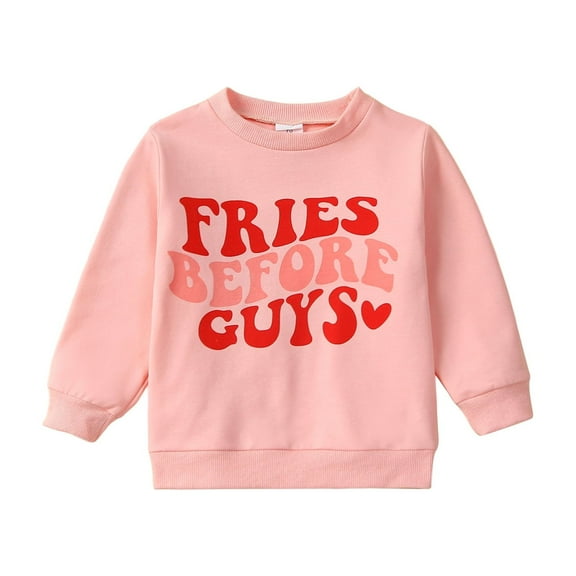 Musuos Kids Baby Girl Sweatshirt 12 18 24M 3 4 5T  Valentine's Day Letter Print Long Sleeve Pullovers Autumn Tops for Toddler