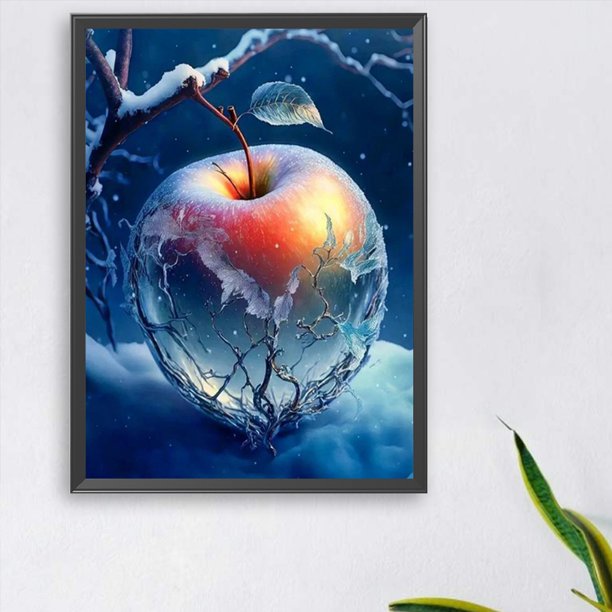 Cuadros Decorativos Kit de pintura por números DIY Frosty Apple Oil Art Picture Craft decoración de la pared del hogar DQrwqpou embutido en tela
