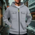 thumbnail image 2 of WTOBBY Men's Military Cargo Hoodie Jacket, Multi-Pocket Zippered Tactical Top, Athletic Wear for Outdoor Training and Street Style Fashion,Gray L, 2 of 8